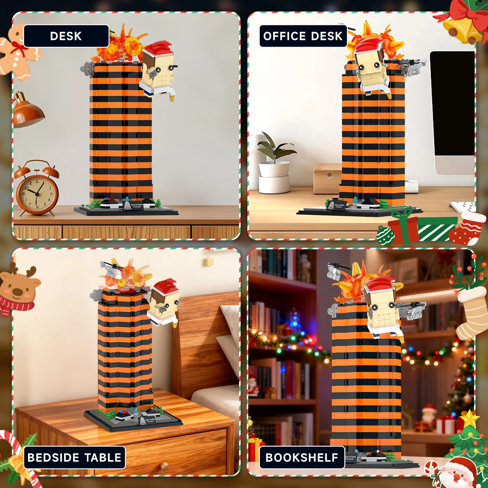 Kerstdetective bouwstenen: film gestanst scènereplica met beeldjes, collectie/kerstdecoratie/familieplezier