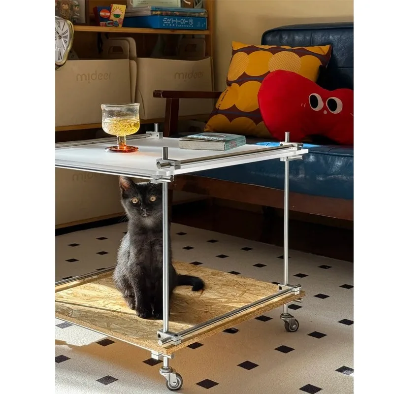 Medieval removable low table, optical axis acrylic coffee table, living room small table, display stand, European pine board