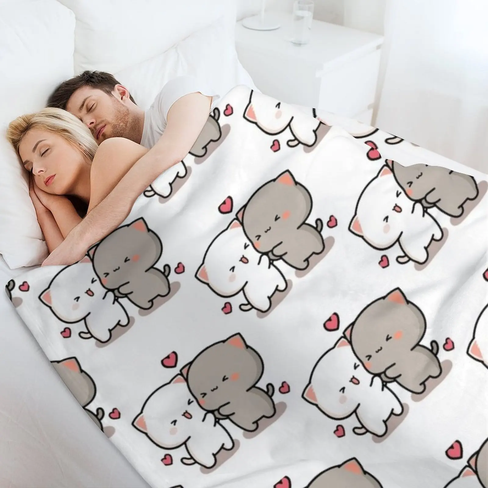 القط الخوخ و غوما عناق رمي بطانية البطانيات للسرير شعر لبطانيات أريكة رقيقة خمر
