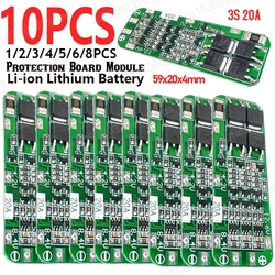 10-1PC 3S 20A Li-ion Lithium Battery 18650 Charger PCB BMS Protection Board For Drill Motor 12.6V-13V Lipo Cell Module 59x20x4mm