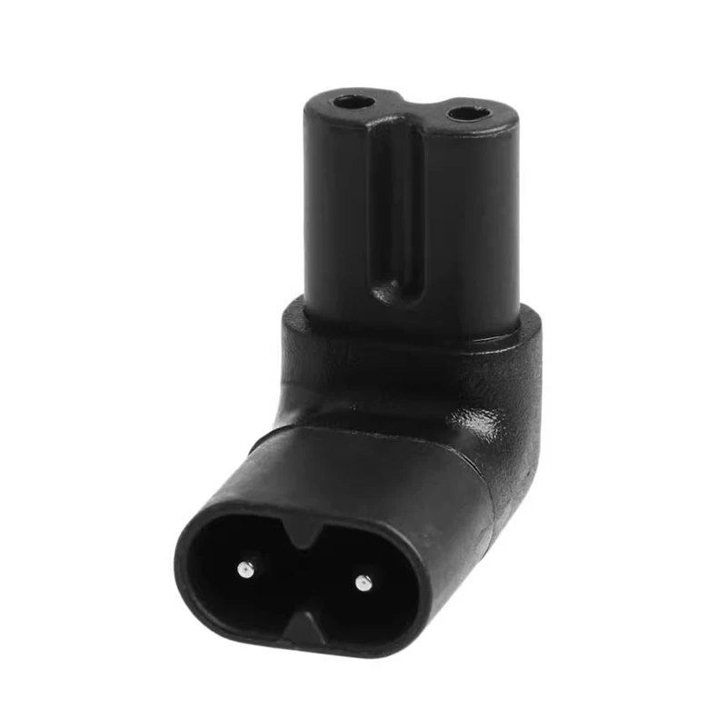 1pcs IEC 320 2-Pin C7 Female To C8 Male Right Angled AC Power Adapter Converter Up Down Angle Connector White or Black
