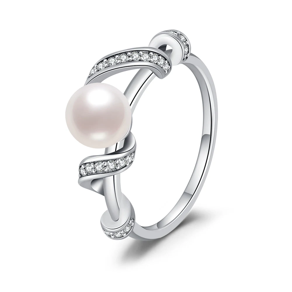 Women's 925 Sterling Silver Irregular Double Pearl Ring