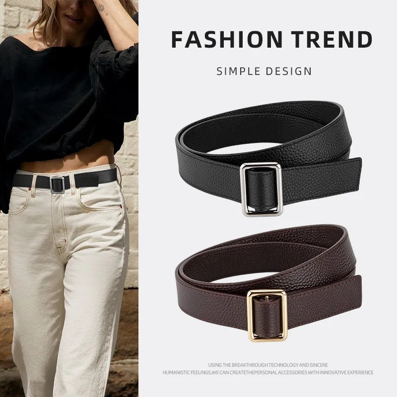 

Женский ремень без отверстий с текстурой личи, модный аксессуар для одежды, классический деловой однотонный универсальный ремень