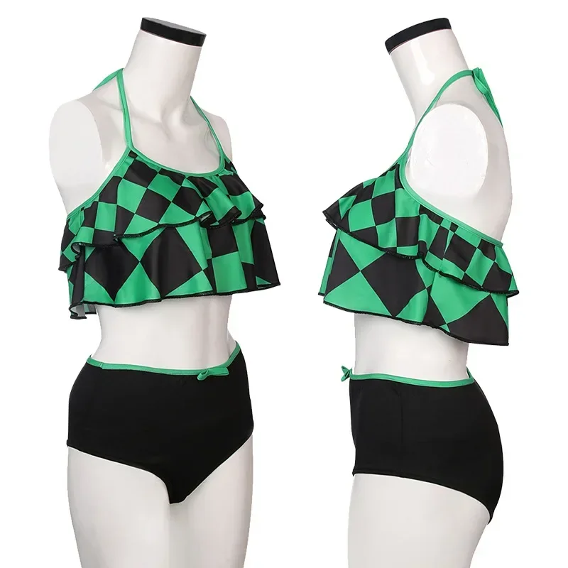 Demon Slayer Anime Kimetsu No Yaiba Kamado Tanjirou Nezuko Agatsuma Zenitsu Cosplay Bathing Bikini Swimsuit Gift MN1