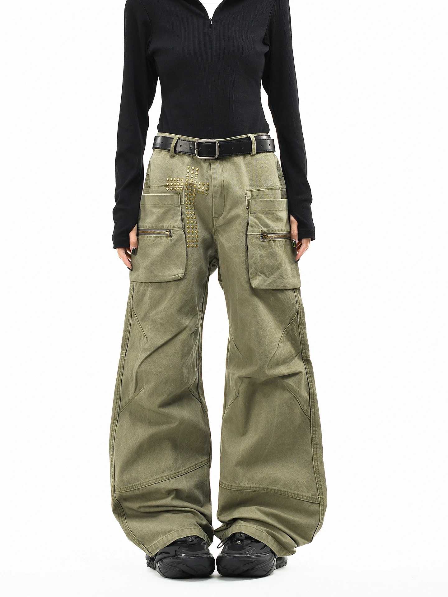 

OV Original American Sle Waed Casual Pants Men's Loose Straight Leg Jeans with Big kets Workwear Long Trousers