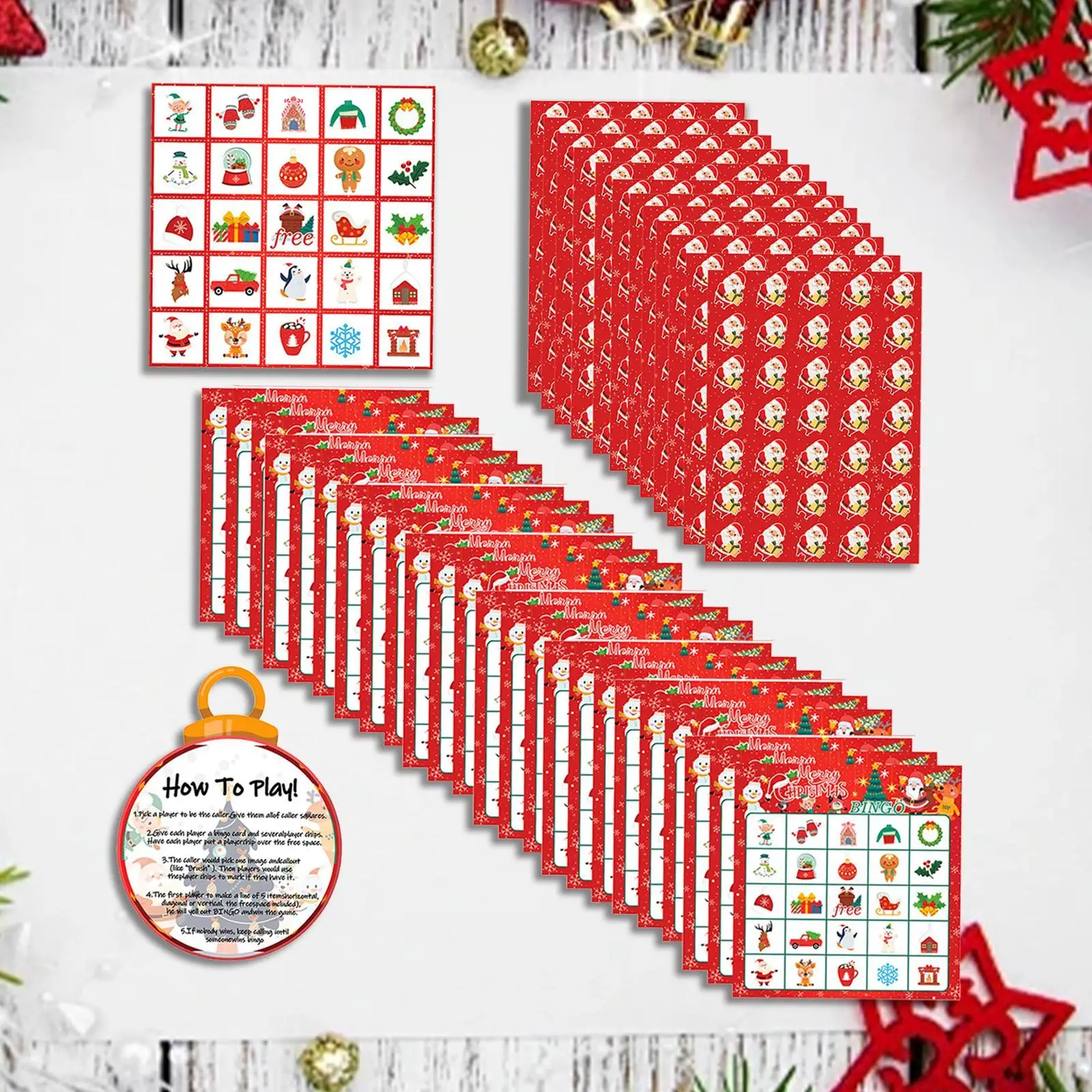 Holiday Game Christmas Party Paper Bingo Cards for Classmates