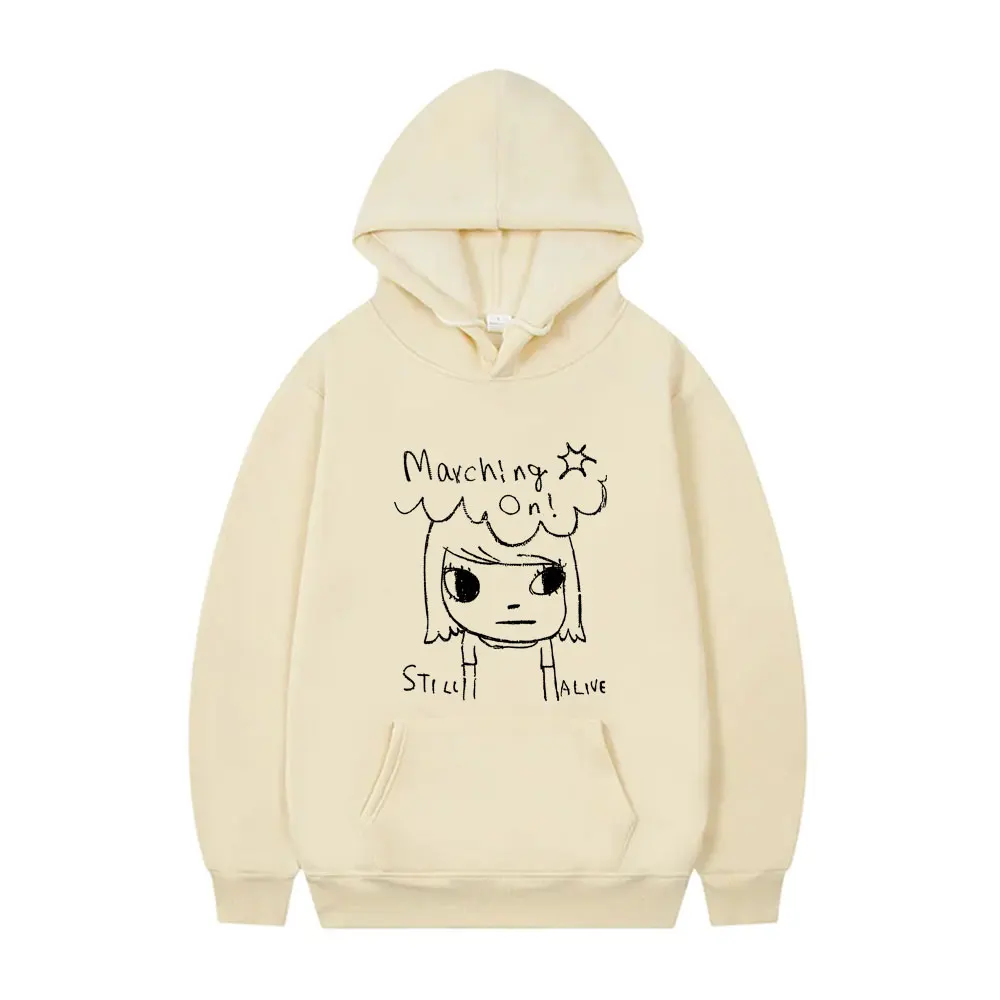 Yoshitomo Nara Marching on Still Alive Hoodie Homme Femme Décontracté Coton Pull à Capuche Mode Masculine Vintage Oversize Streetwear