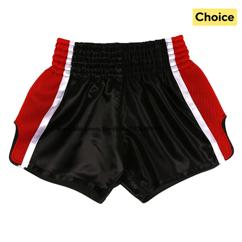 Muay Thai Shorts für Herren, Damen und Kinder, Atmungsaktive Mesh-Seitentaschen, Kickbox-Kampfhosen, Schlichte Boxshorts für MMA-Training und Kampfsport
