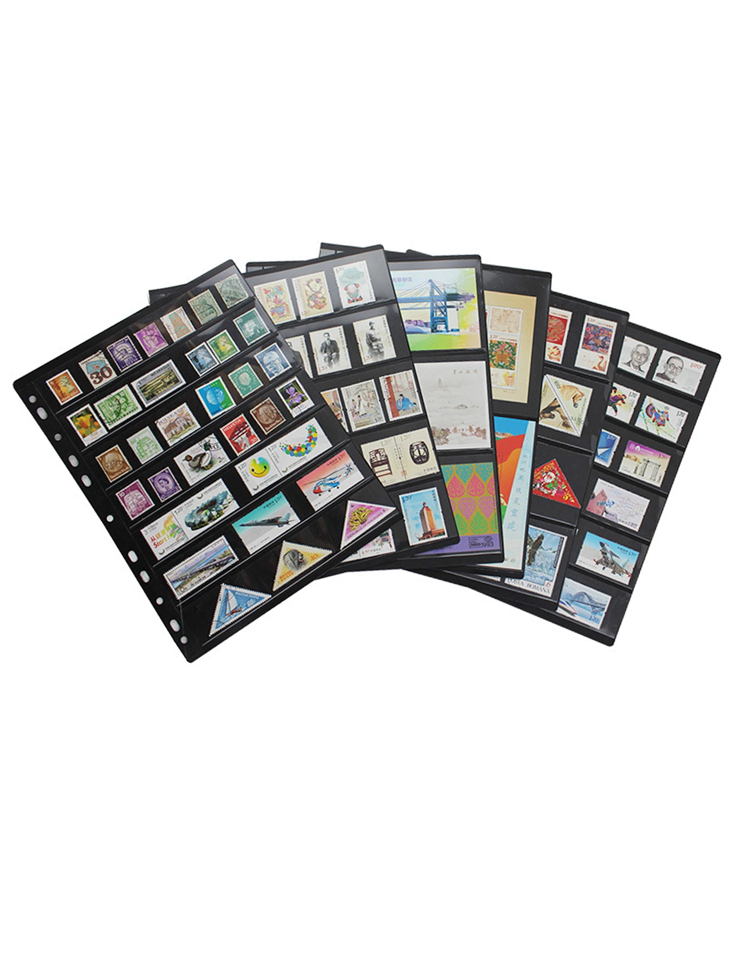

5PCS A4 Stamps Album Ring Pages Collection Double Sided Black Page Paper Money/Banknote/Card/ Currency/Postage Stamp Album Page