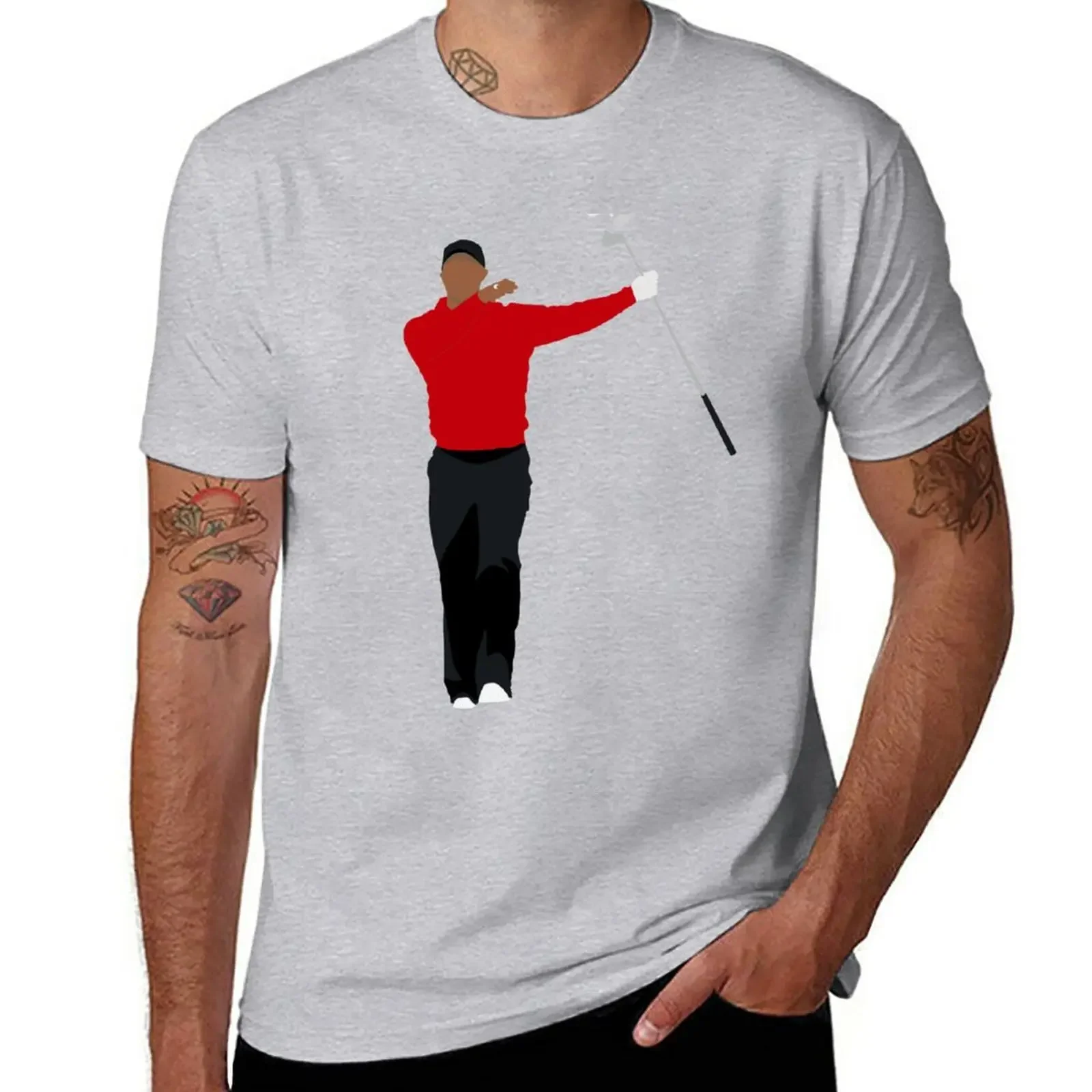 Tiger Sunday Red Golf Clubs Twirl, pga, Augusta, The Master, Win, Fist Pump, Golf, Golfer, Golfing, Golf Lover F Men\'s T-Shirt