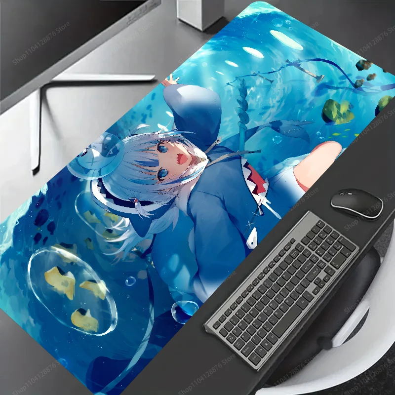 Game Anime Hololive Gawr Gura Mousepad Large Gaming Mouse Pad LockEdge Thickened Computer Keyboard Table Desk Mat image 3