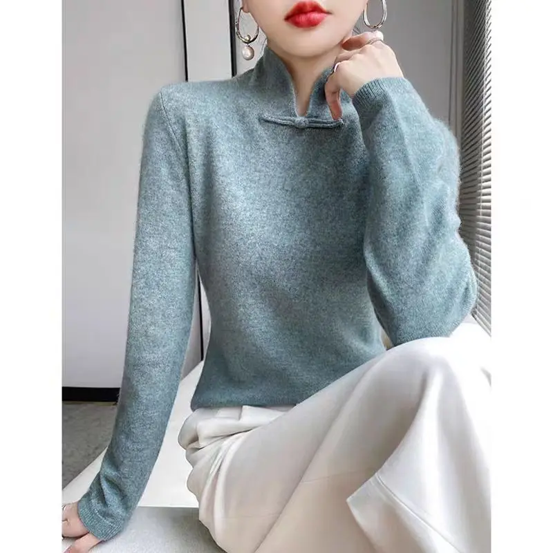 Autumn Winter Wool Knitted Sweater Women\'s Solid Loose Elasticity Casual Fashion Pullovers High Quality Knitwear Tops