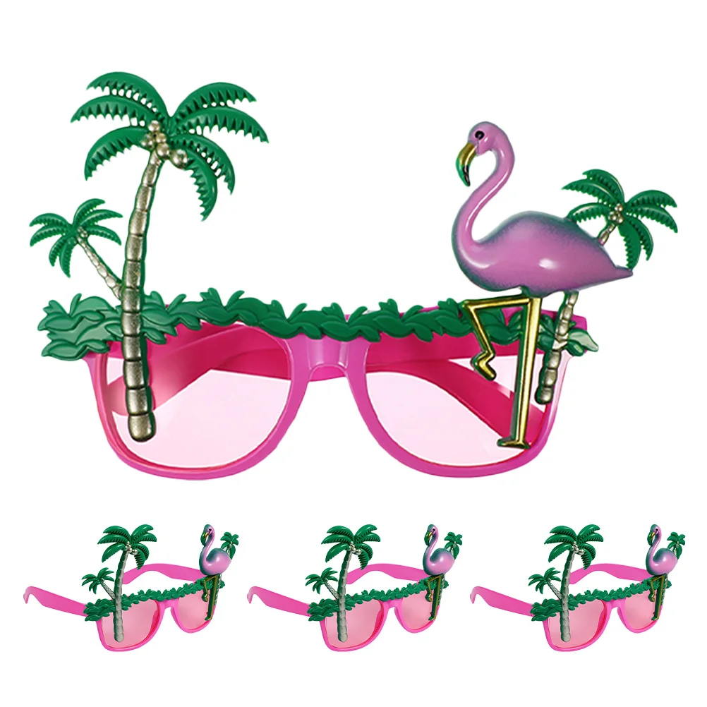 

4 шт., гавайские тропические очки, фламинго, кокосовая пальма, забавная новинка, очки для пляжной вечеринки, танцев, забавные очки, солнцезащитные очки с фламинго