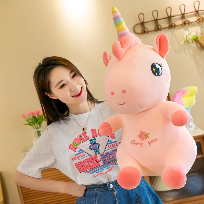 Unicorn Plush Toy Rainbow Pony Soft Skin friendly Unicorn Doll Children\'s Toy Birthday Gift Plush Unicorn with Wings