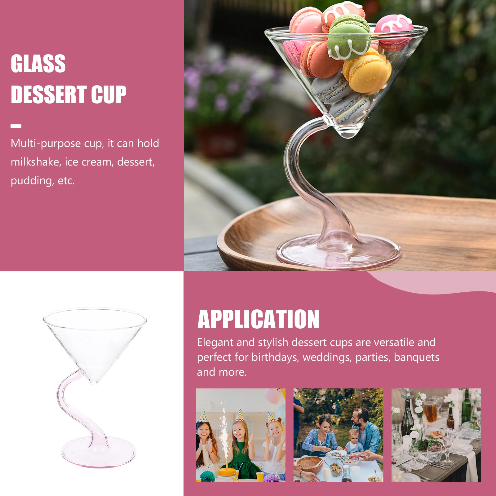 

Creative Ice Cream Glasses Exquisite Workmanship Glass Dessert Cup High Base Design for Home Party Bar Ktv Use