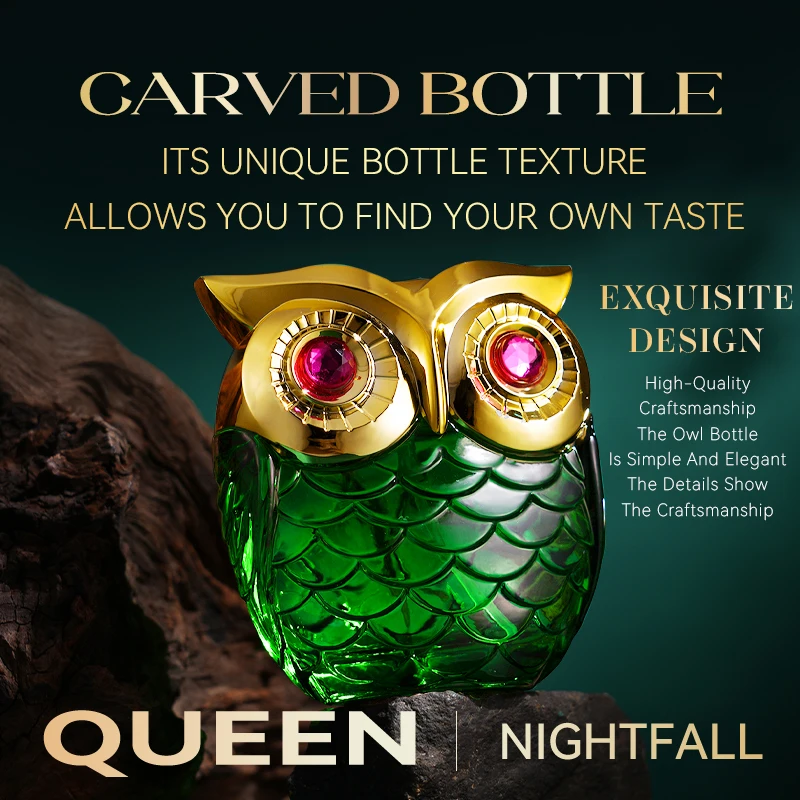 عطر Queen Of The Night Eau De Perfum Owl ذو شكل فريد من نوعه، بخاخ عطر مع عبوة صندوق هدايا، بيرس دائم وساحر