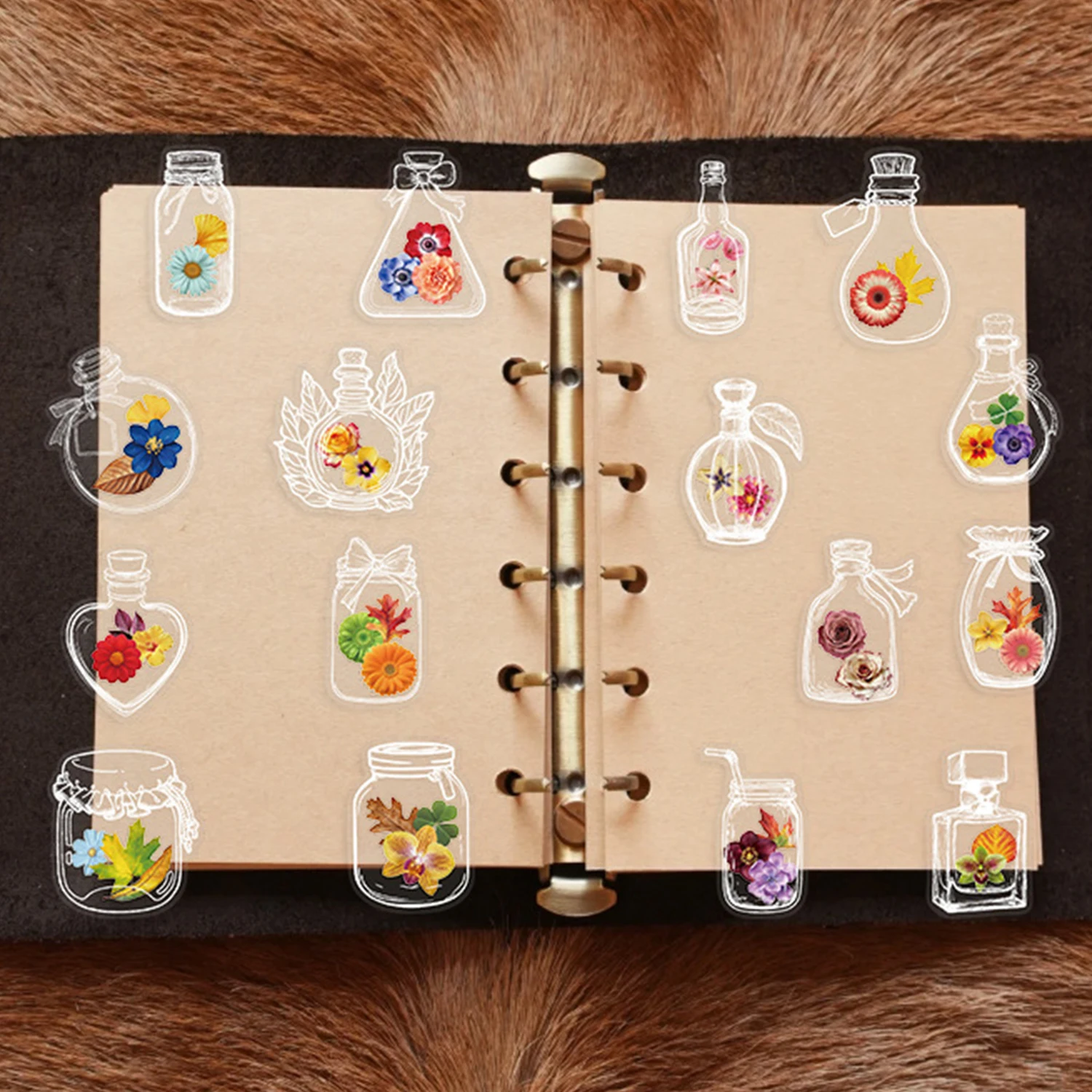 10/30/50PCS Cartoon Bottle Flower Sticker Funny Creative Graffiti Transparent Decal Kids Toy DIY Laptop Scrapbook Water Cup