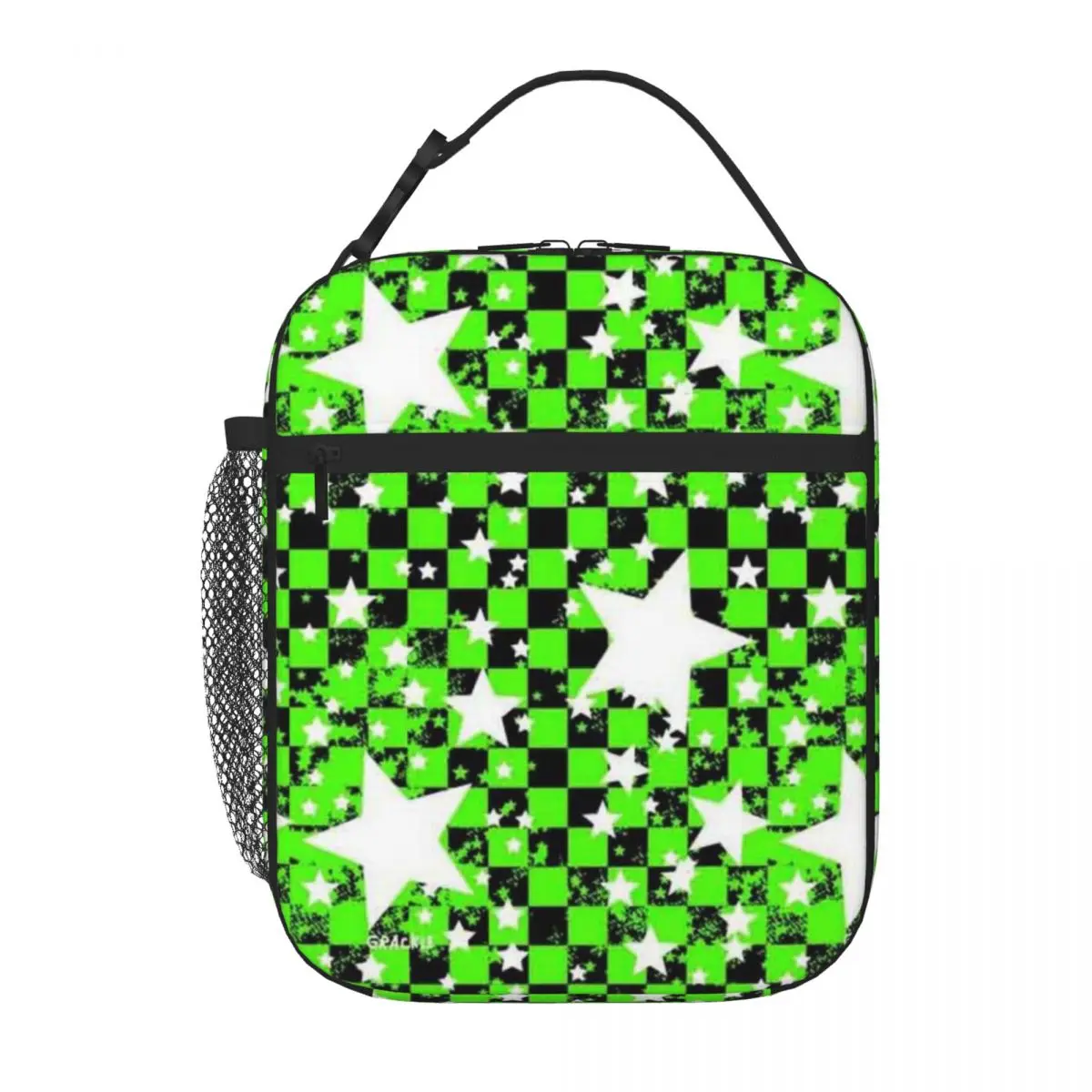 Bestselling Green Rockstar Checkerboard Earthy Tone Nylon Lunch Bag Newborn Food Storage Insulated Lunch Bag