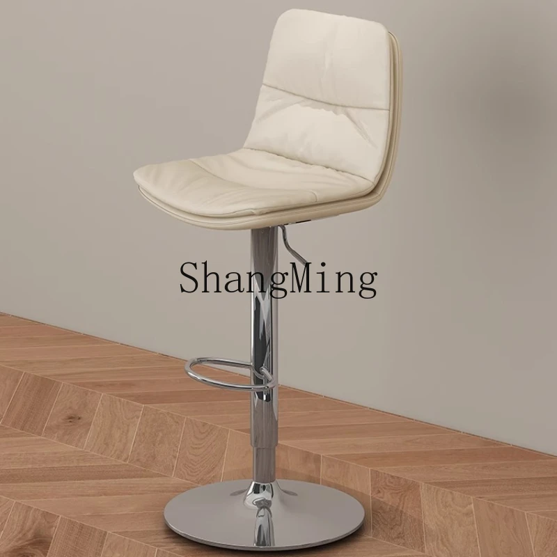 

ZYY light luxury liftable bar chair stainless steel modern simple household rotating single back chair