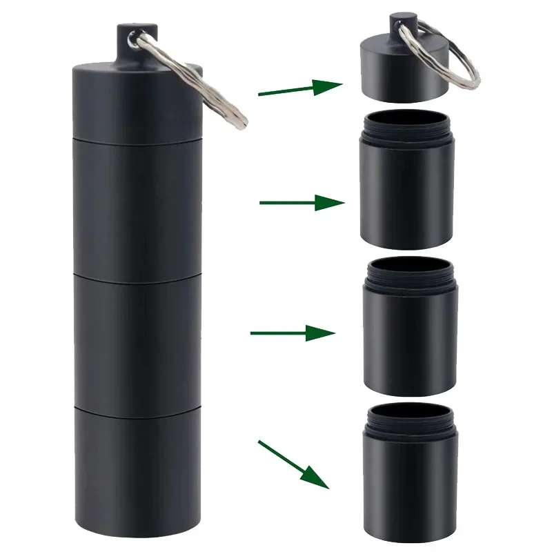 حافظات صغيرة محمولة من الألومنيوم مقاومة للماء لحبوب منع الحمل مختومة 3 مرات شبكات في اليوم منظم قرص السفر زيوت الأسماك فيتامين الطب