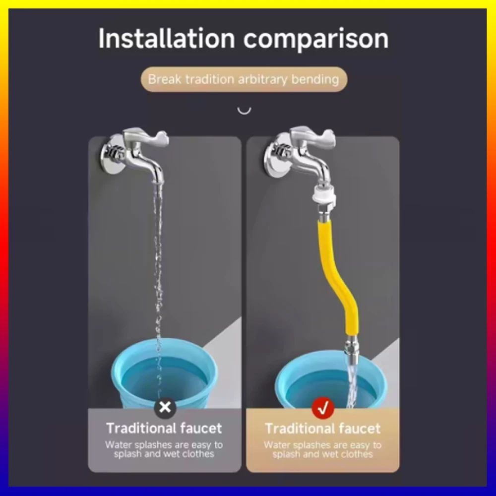 Faucet Extension Hose Adjustable Thickened 304 Stainless Steel Material Adjustment Free Bend Splash Proof Extension Tube Adapter