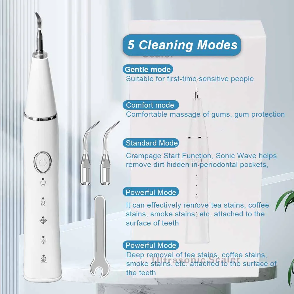 Ultrasonic Teeth Cleaner Dental Scaler Tooth Stone Remover Teeth Plaque Stains Removal Oral Hygiene Care Teeth Whitening