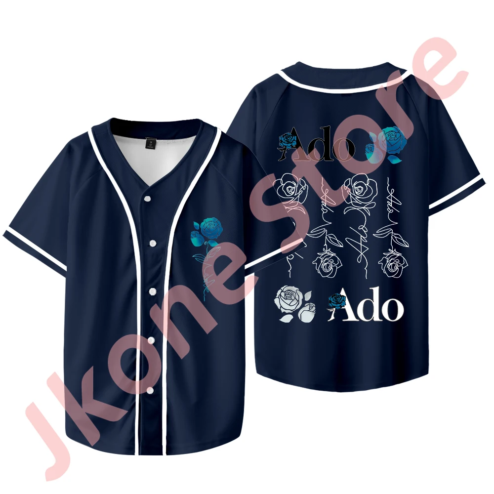 

Ado Wish Tour Merch Baseball Jersey Blue Rose T-shirts Cosplay Women Men Fashion Casual Short Sleeve Jacket