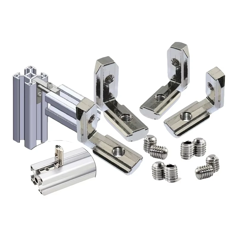 10Pcs 2020 3030 4545 4040  Series Inside Hidden Bracket L Shape Interior Corner Connector with Screws for Aluminum Profile