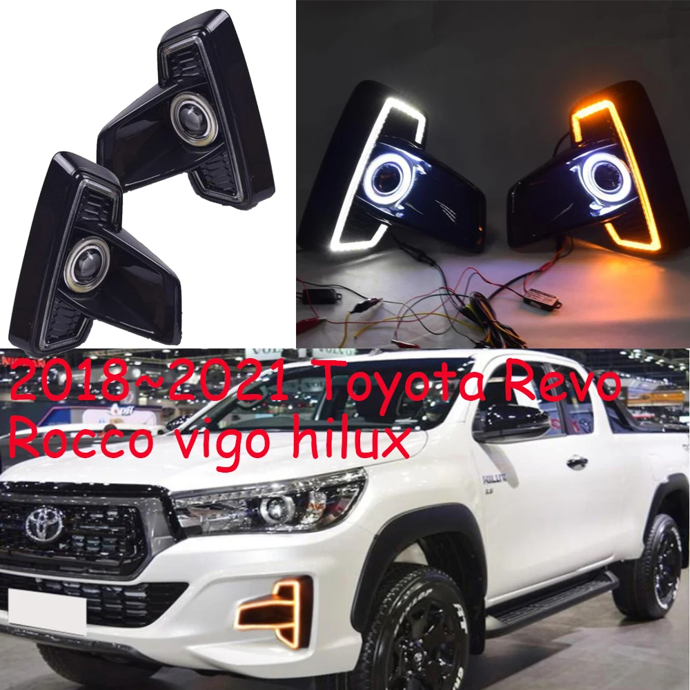 Car Bumper Headlight Hilux Vigo Daytime Light Revo Rocco 2018~2021y DRL Car Accessories LED Headlamp Vigo Fog Light