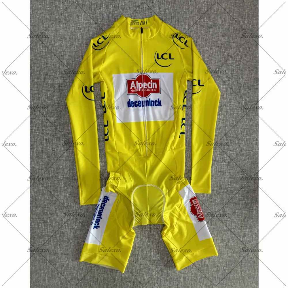 

Желтый комбинезон Alpecin-Deceuninck TEAM 2025, боди с длинными рукавами, короткий велосипедный трикотаж, одежда для велосипеда, майо LASER Ciclismo