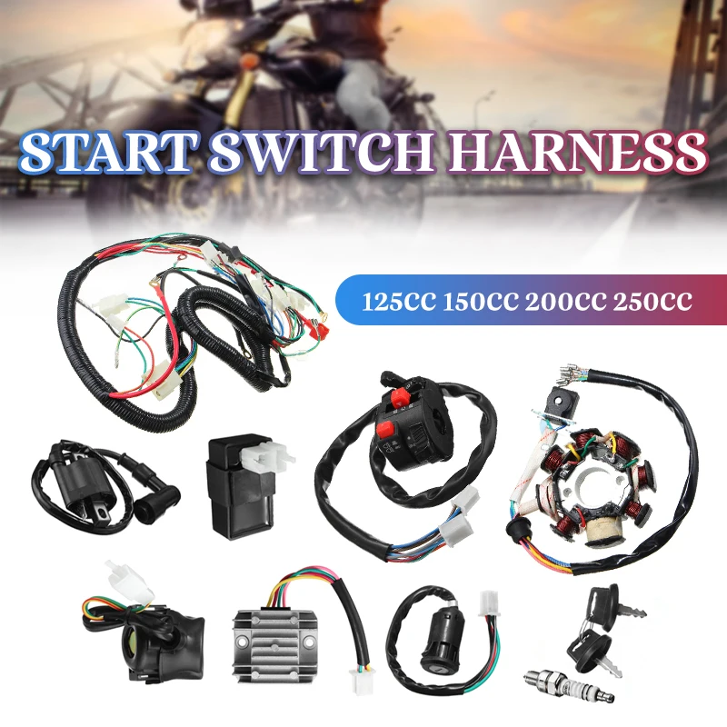 Universal 125cc 150cc 200cc 250cc Dirt Bike ATV QUAD ELECTRICS  Razor CDI Switch Harness Stator Assembly Wiring For Motocross