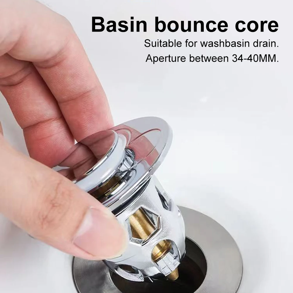 Bathroom Sink Drain Stopper for 34-40mm Bounce Core Pop Up Sink Drain Filter Anti Clogging Basket Strainer With Hair Catcher