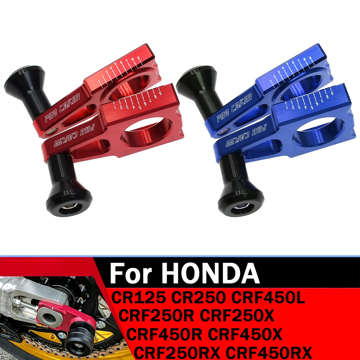 

Aluminum fittings Rear Axle Block Chain Adjuster For Honda CR 125 250 CRF250R CRF250X CRF250RX CRF450R CRF450X CRF450L CRF450RX
