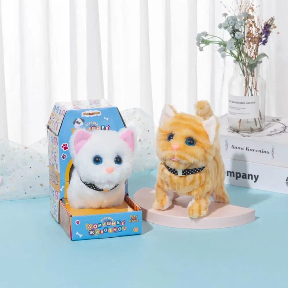 Fashion Interactive Cute Electronic Pet Cartoon Stuffed Meow Cat Voice Soft Walking Cat ​ Home Decor