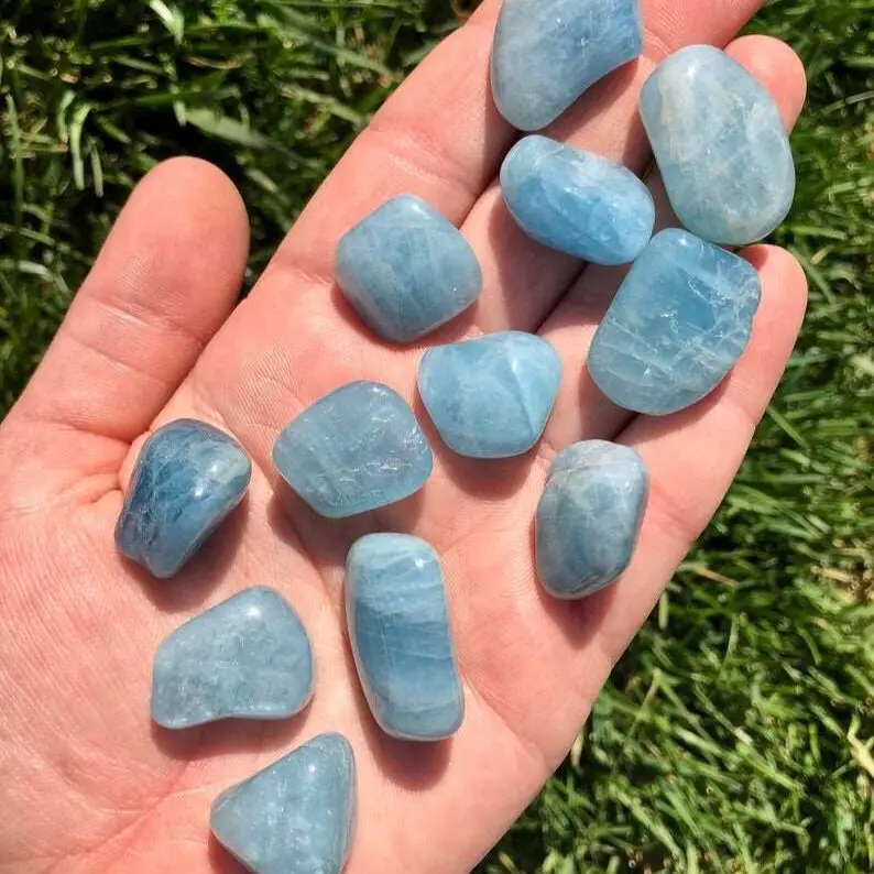 

Natural Healing Smooth Aquamarine Crystal Stones