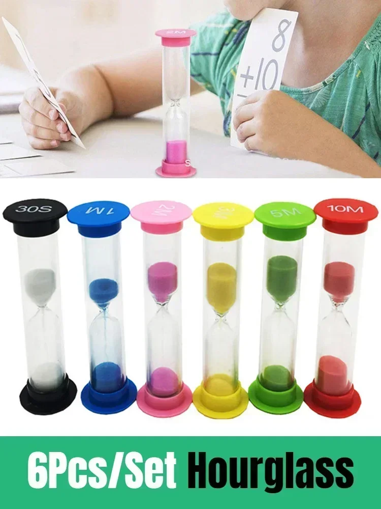 6 Pieces/set Sand Clock Hourglass 30S 1 2 3 5 10 Minutes Ornaments Home Children Gift Decoration Timer Clocks Decor Garden