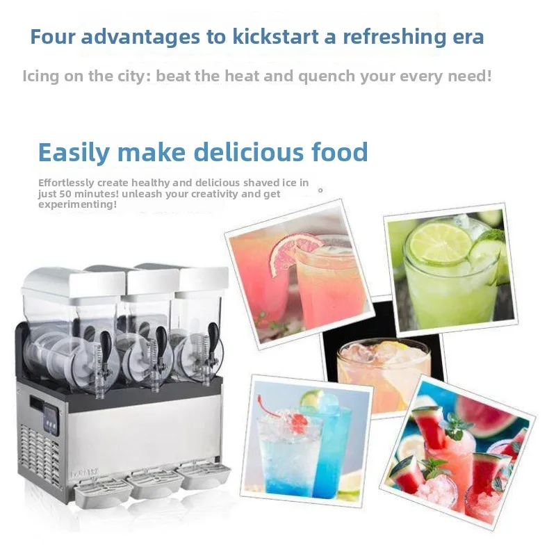 Commercial Dual Tank Slush Machine, 18L Stainless Steel Slushy Maker for Bubble Tea Shop, High Power Freezing