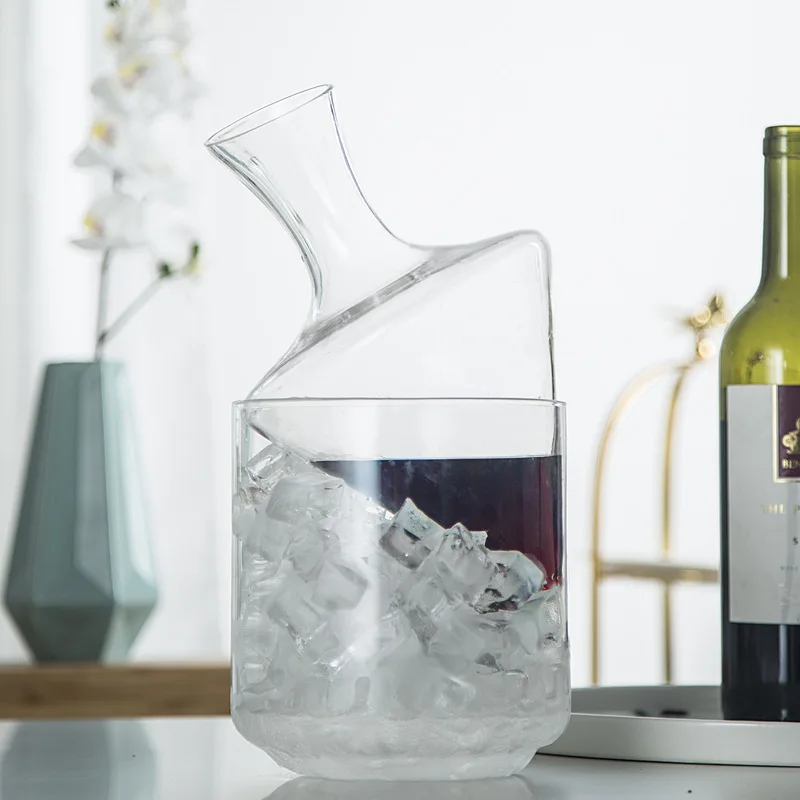 Crystal Glass High Grade 1000ml Ice Bucket Decanter Gift Box Wine Separator Champagne Whisky Wine Bottle Set For Family Bar