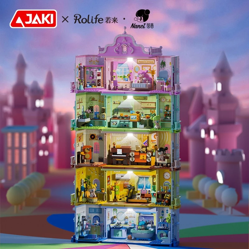 DIY Building Blocks Dollhouse Castle Puzzle Toy Multi-Layer Stacking Rooms With Lighting For Girls Role Play Birthday Gift Decor