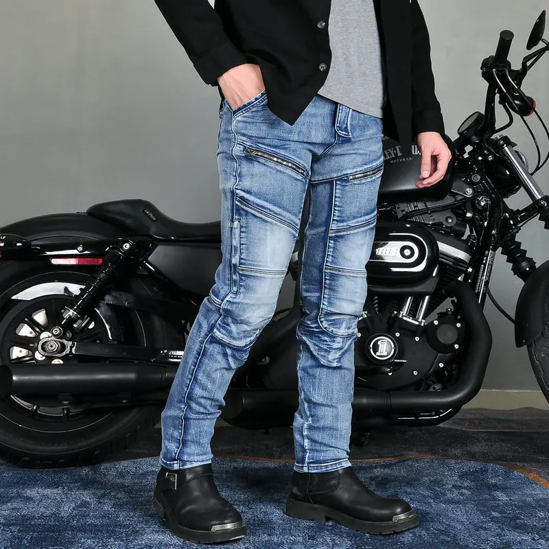 Men Motorcycle Pants Larger Area Aramid Motorcycle Jeans Protective Gear Riding Touring Motorbike Trousers Blue Motocross Jeans