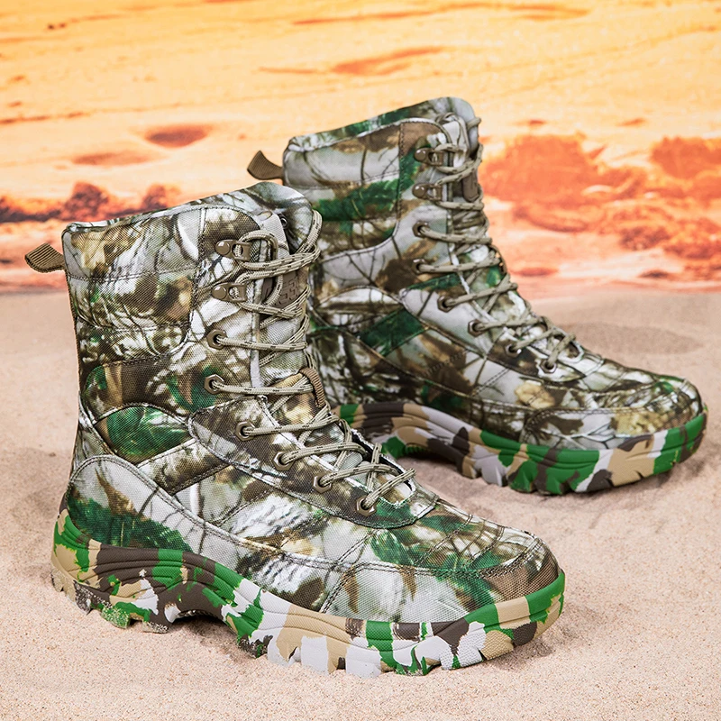 Brand Men Boots Outdoor Men's Training Boots High-Top Desert Shoes Camouflage Hunting Climbing Botas Hiking Work Casual Sneakers