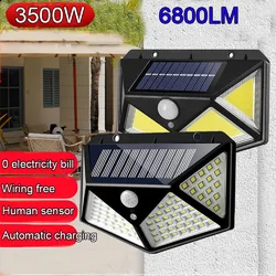 6800 lumens Super 100LEDs Solar Led Wall Lights Outdoor Solar Lamp PIR Motion Sensor Solar Powered Street Light for Garden Light