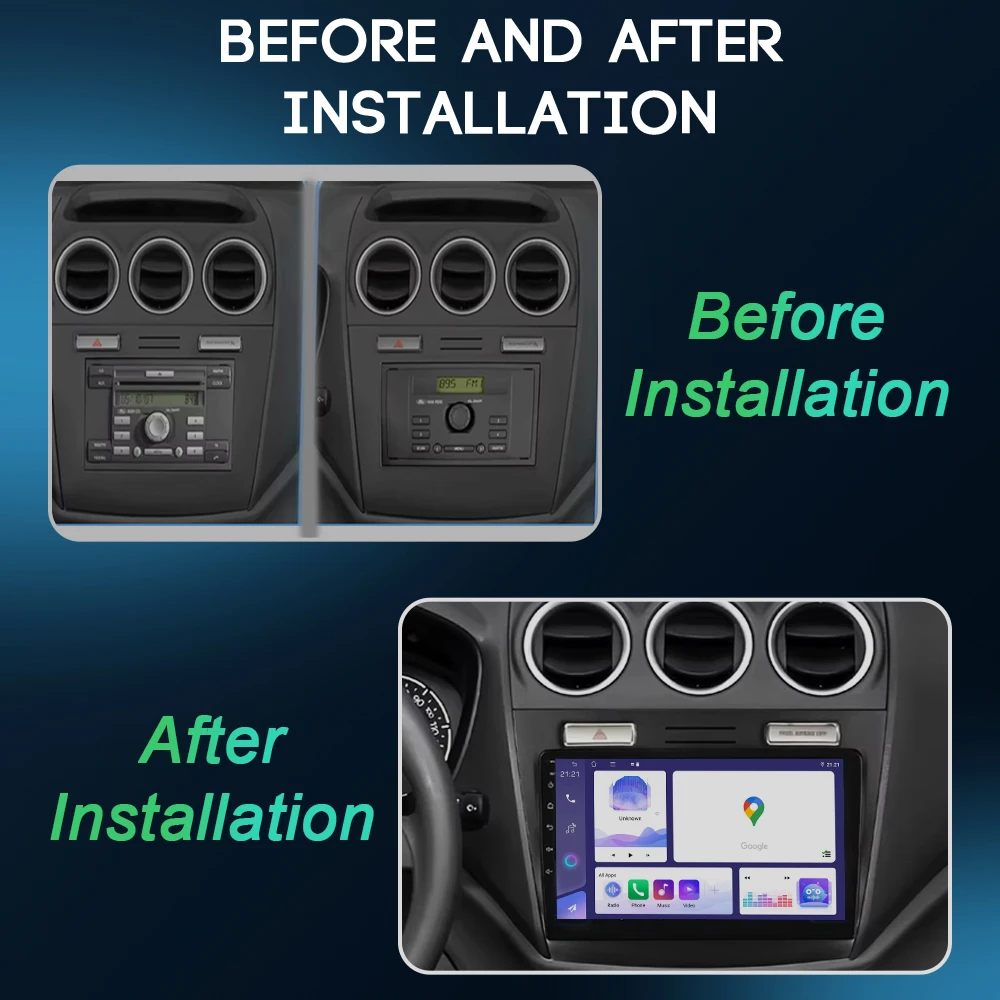 راديو أندرويد 15 للوسائط المتعددة لسيارة فورد ترانزيت كونيكت 2005 - 2014 2 Din Carplay Autoradio GPS 8 Reproductor de Video