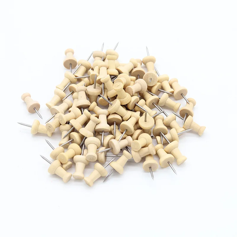 50pcs/lot Wooden Thumb Tack Map Markers Pin Pushpin Decorative Cork Board Photo Wall Thumbtacks For Home Office School Supplies