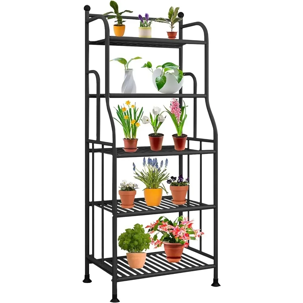 Plant Stand 5 Tier Metal Plant Stand Iron Flower Pots Holder Storage Shelf Flowerpot Display Racks  Flowers Outdoor