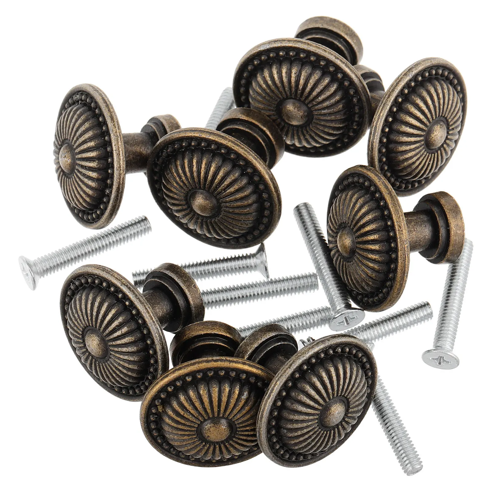 

8 комплектов круглых ручек для ящиков, винтажные ручки из цинкового сплава с одним отверстием для шкафа, комода, мебели, декоративные фурнитурные ручки