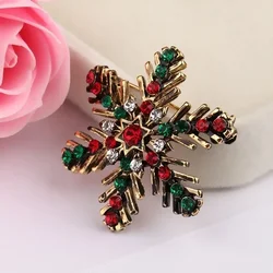 Fashion Accessories Christmas Snowflake Brooch Creative Gift European and American Colored Crystal Brooch Suit Decoration