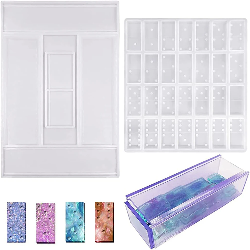 Resin Mould, Resin Moulds Silicone DIY Dominoes Epoxy Resin Mould Storage Box Resin Mould Dominoes Resin Kit Silicone Moulds