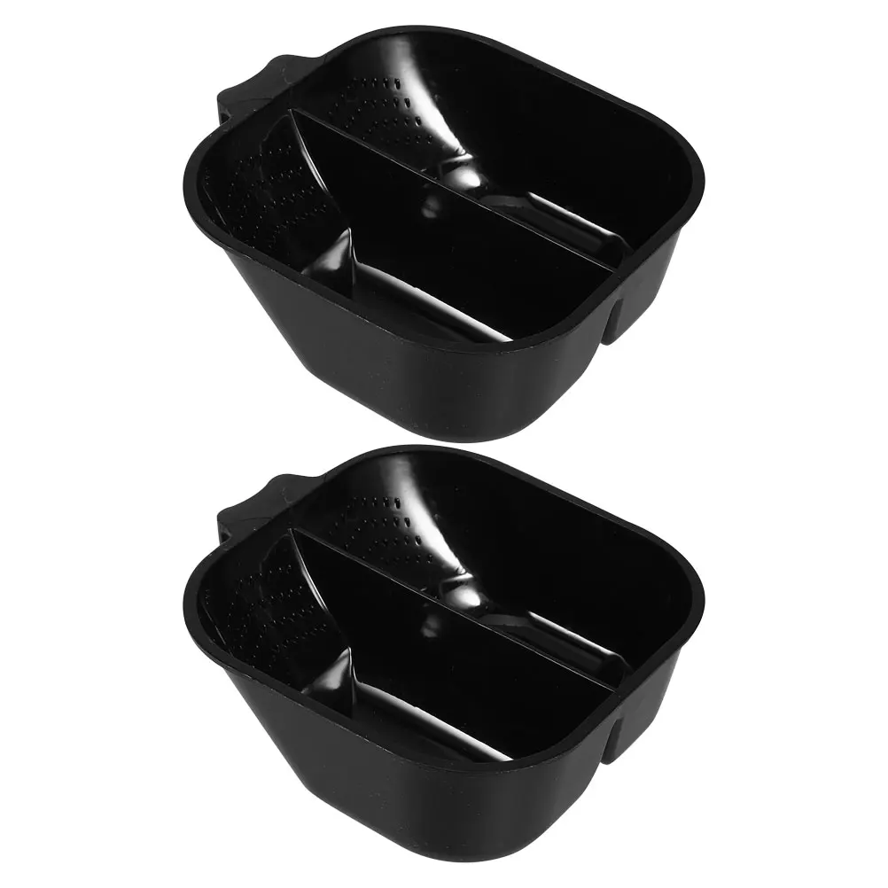 

2pcs Hair Dye Bowl Black Large Capacity Partitioned Color Mixing Bowls Reusable Durable Plastic for Salon Home Use Dyeing Tools
