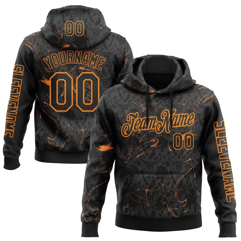 Halloween Customizable Hoodie Personalized Name Number Team Logo Print Pumpkin Spider Bat Graphic Party Pullover Sweatshirt